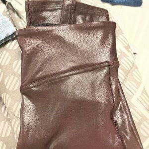 Spanx Wine Faux leather leggings